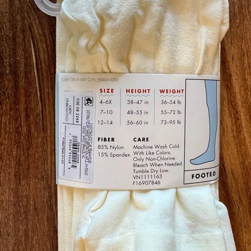Cat & Jack Ivory Tights Size 7-10